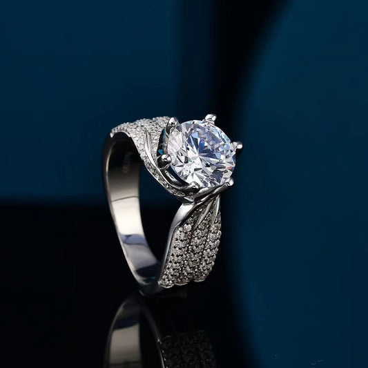 Silver set moissanite 5 carat III love group set moissanite ring luxury large carat hand ornament